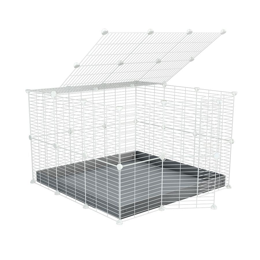 A 3x3 C and C rabbit cage with a lid and safe small size baby proof white grids and grey coroplast by kavee UK