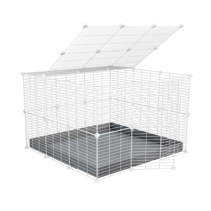 A 3x3 C and C rabbit cage with a lid and safe small size baby proof white grids and grey coroplast by kavee UK