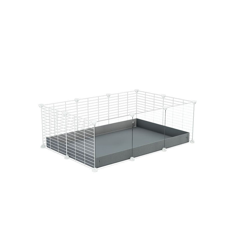 A cheap 3x2 C&C cage with clear transparent perspex acrylic windows  for guinea pig with grey coroplast and baby proof white CC grids from brand kavee