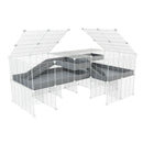 A 6x2 L-shape white C&C cage with lid divider stand loft ramp for guinea pig fighting or quarantine with grey coroplast from brand kavee