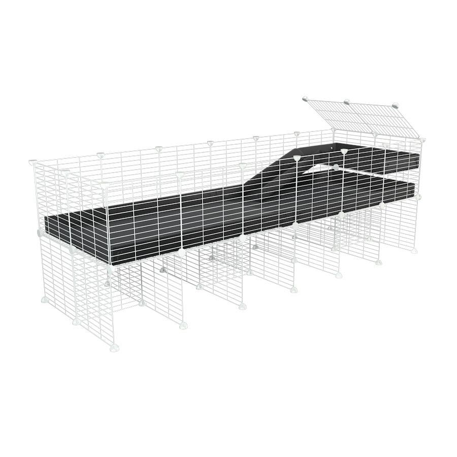 a 6x2 CC guinea pig cage with stand loft ramp small mesh white grids black corroplast by brand kavee