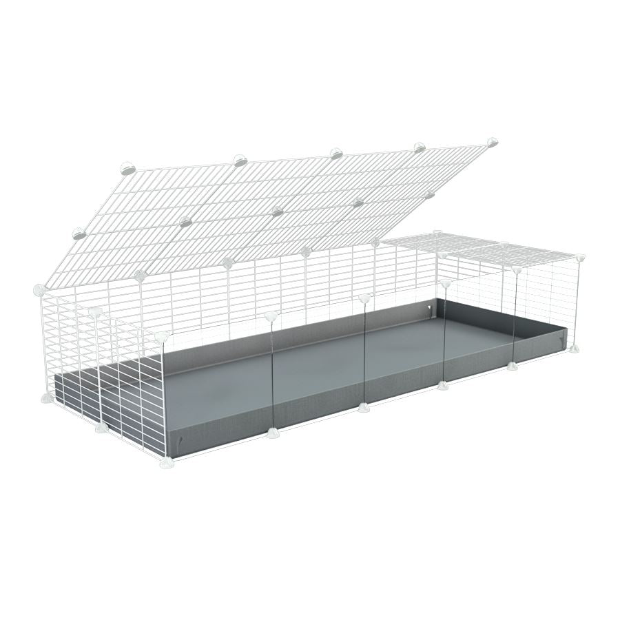 A 2x5 C and C cage with clear transparent plexiglass acrylic grids  for guinea pigs with grey coroplast a lid and small hole white CC grids from brand kavee