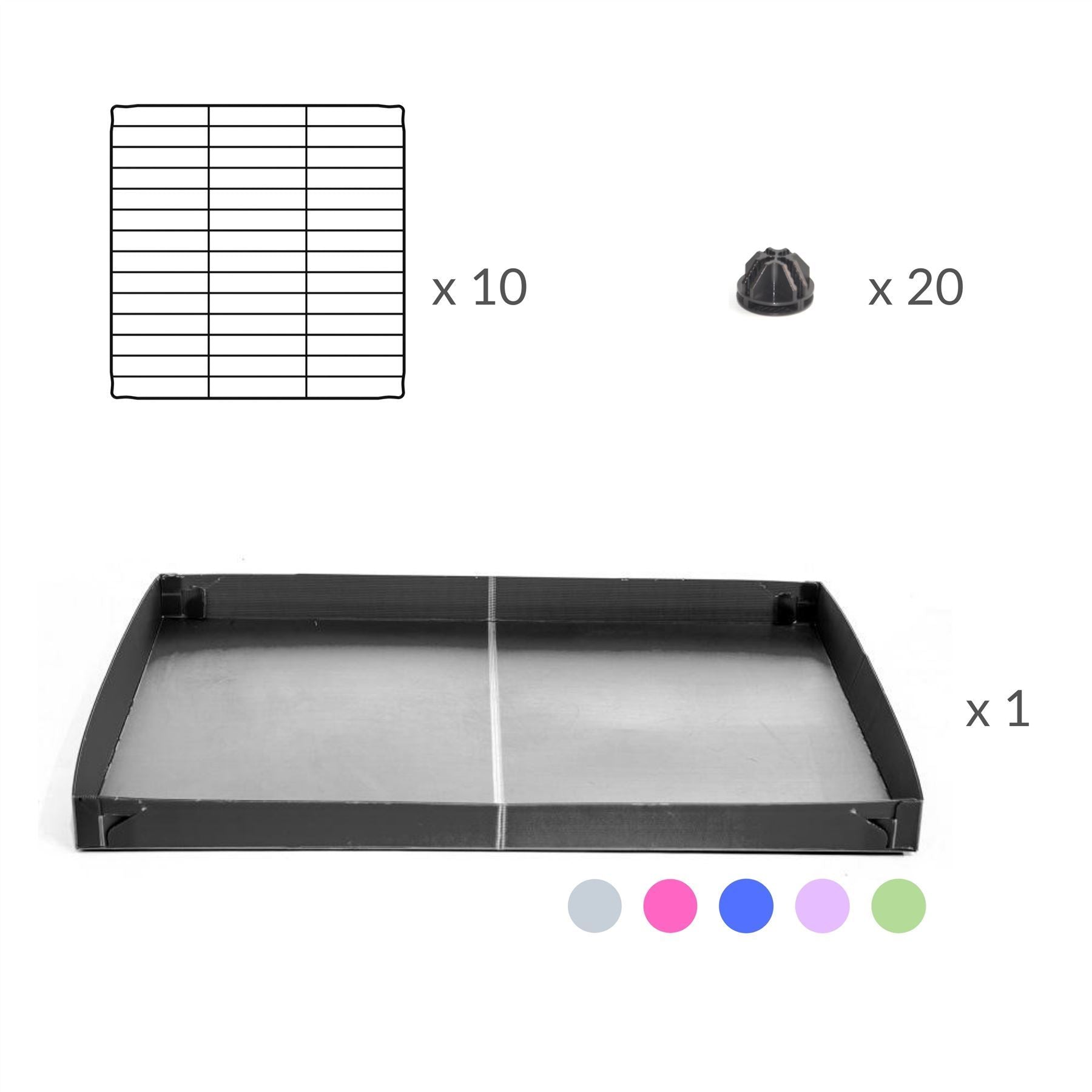 Material for A cheap 3x2 C&C cage for guinea pig with green pastel pistachio coroplast and baby grids from brand kavee