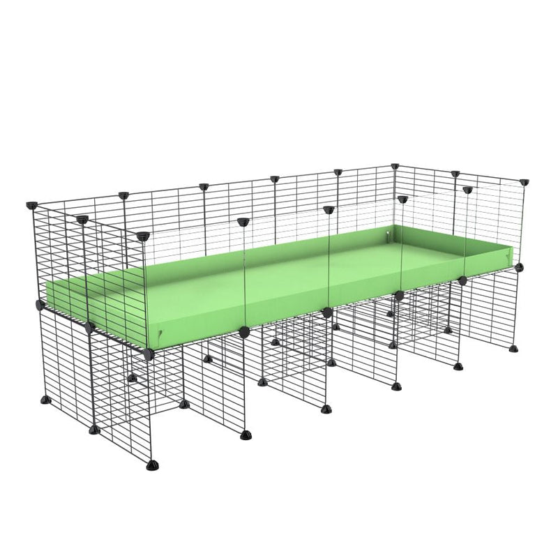 a 5x2 CC cage with clear transparent plexiglass acrylic panels  for guinea pigs with a stand green pastel pistachio correx and grids sold in UK by kavee