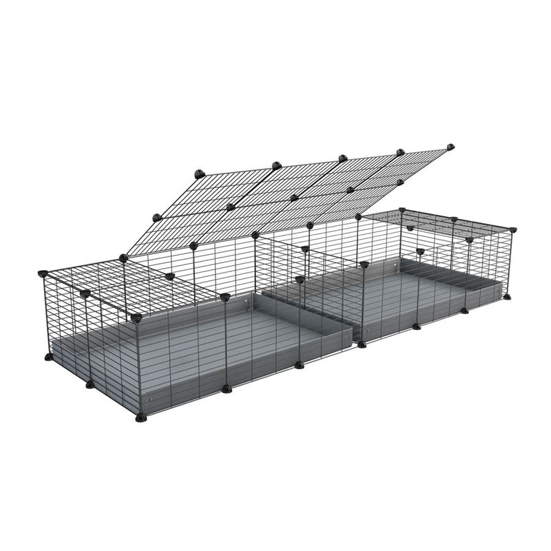 A 6x2 C&C cage with lid divider for guinea pig fighting or quarantine with grey coroplast from brand kavee