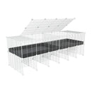 A 6x2 white C&C cage with lid divider stand for guinea pig fighting or quarantine with black coroplast from brand kavee