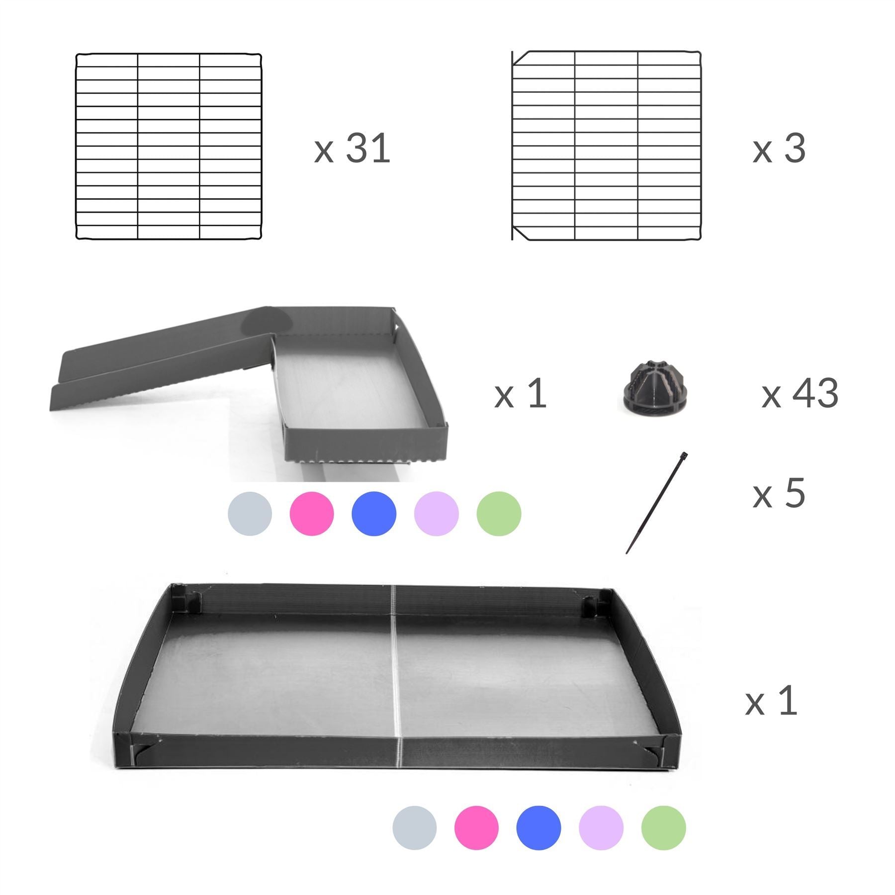 Material for A 2x3 C and C guinea pig cage with stand loft ramp lid small size meshing safe grids purple lilac pastel correx sold in UK