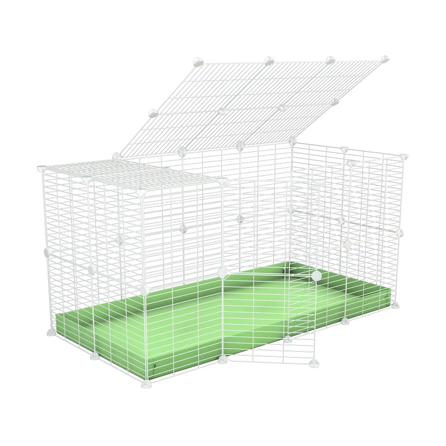 A 4x2 C&C rabbit cage with a lid and safe small meshing baby bars white grids and green coroplast by kavee UK