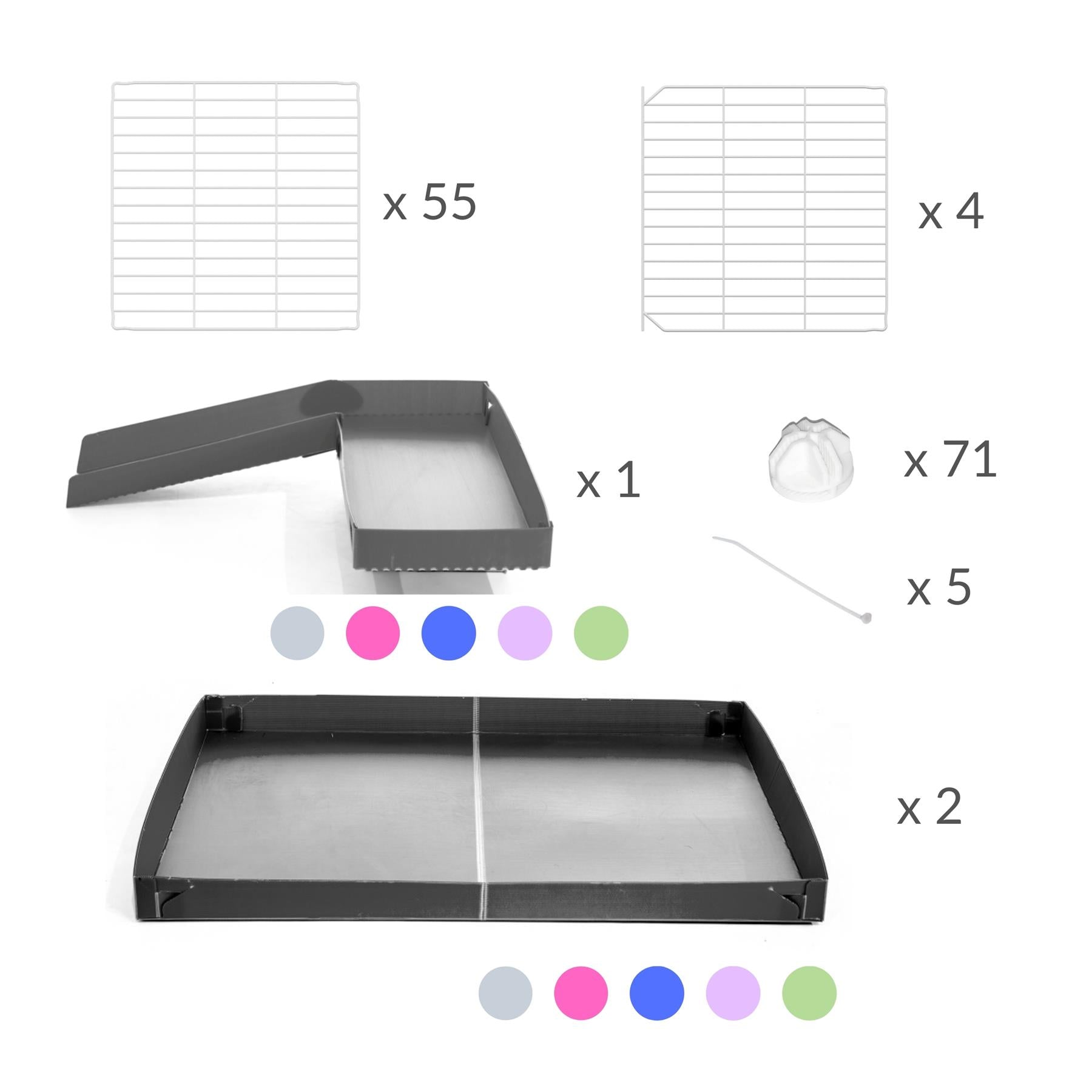 Components of A 2x6 C and C guinea pig cage with stand loft ramp lid small size meshing safe white grids grey correx sold in UK