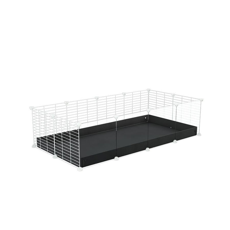 A cheap 4x2 C&C cage with clear transparent perspex acrylic windows  for guinea pig with black coroplast and baby proof white C&C grids from brand kavee