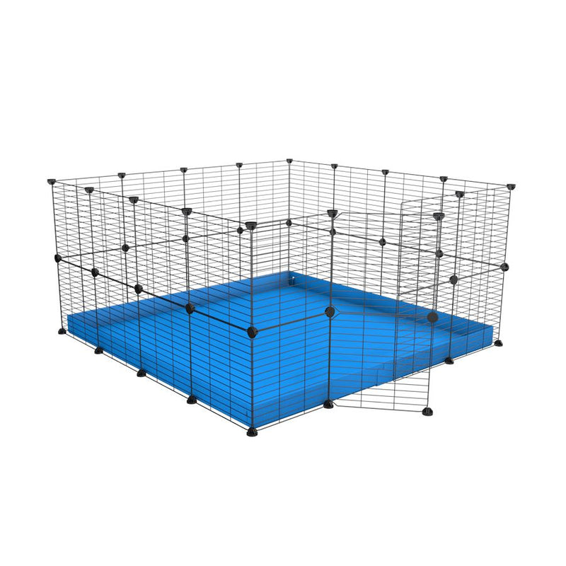 A 4x4 C&C rabbit cage with safe baby bars grids and blue coroplast by kavee UK