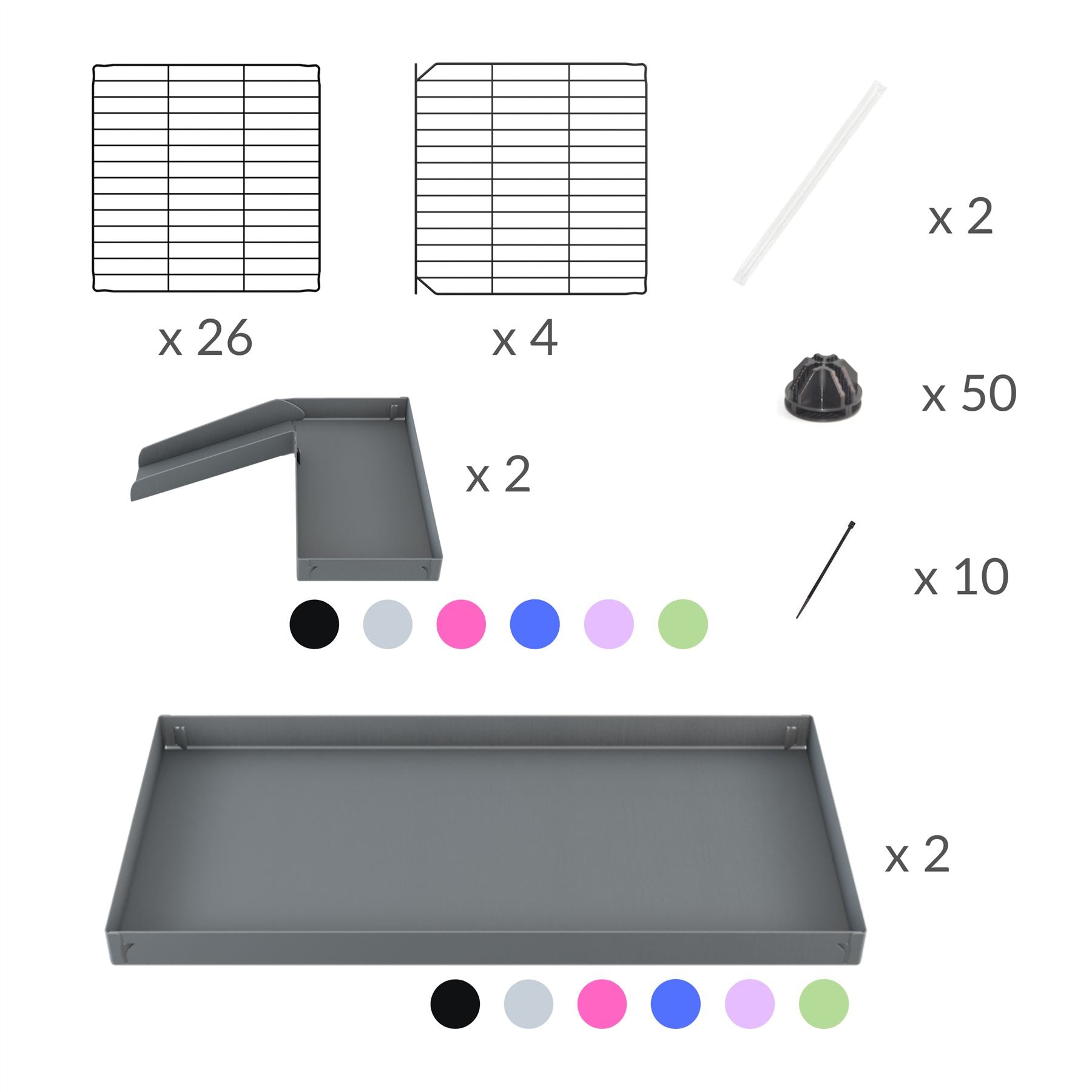 Material for A 8x2 L-shape C&C cage with loft ramp divider for guinea pig fighting or quarantine from brand kavee