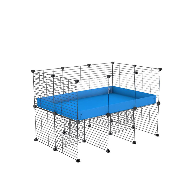 a 3x2 CC cage with clear transparent plexiglass acrylic panels  for guinea pigs with a stand blue correx and grids sold in UK by kavee