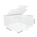 Dimensions of a tall 4x4 outdoor modular run with a top and baby bars safe C&C white C and C grids for guinea pigs or Rabbits by brand kavee