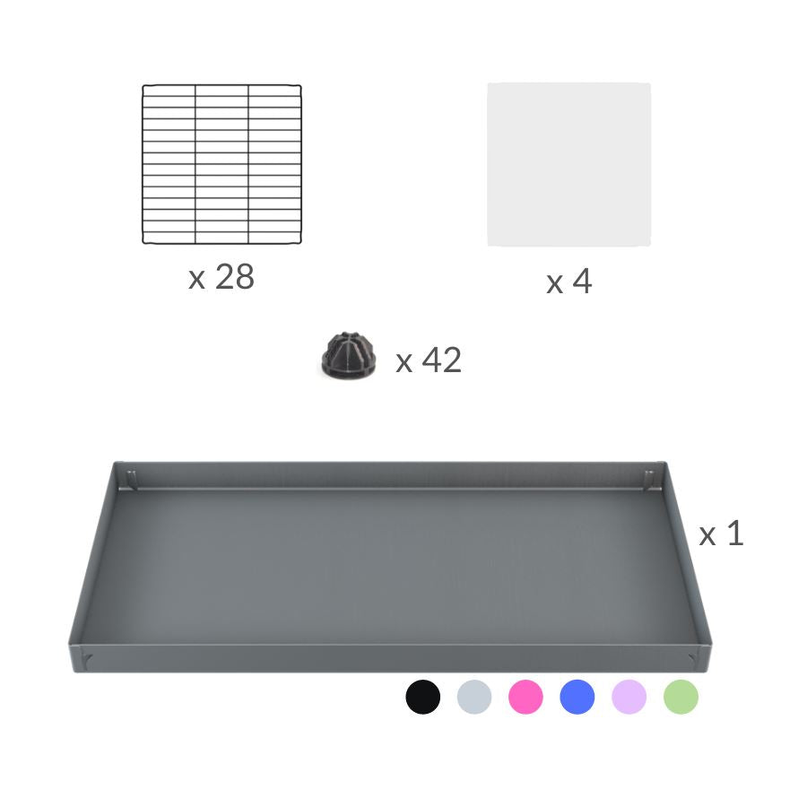 Material for a 4x2 CC cage with clear transparent plexiglass acrylic panels  for guinea pigs with a stand green pastel pistachio correx and grids sold in UK by kavee