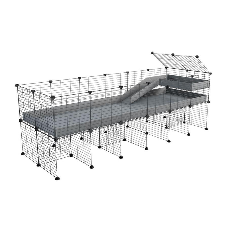 a 6x2 CC guinea pig cage with stand loft ramp small mesh grids grey corroplast by brand kavee