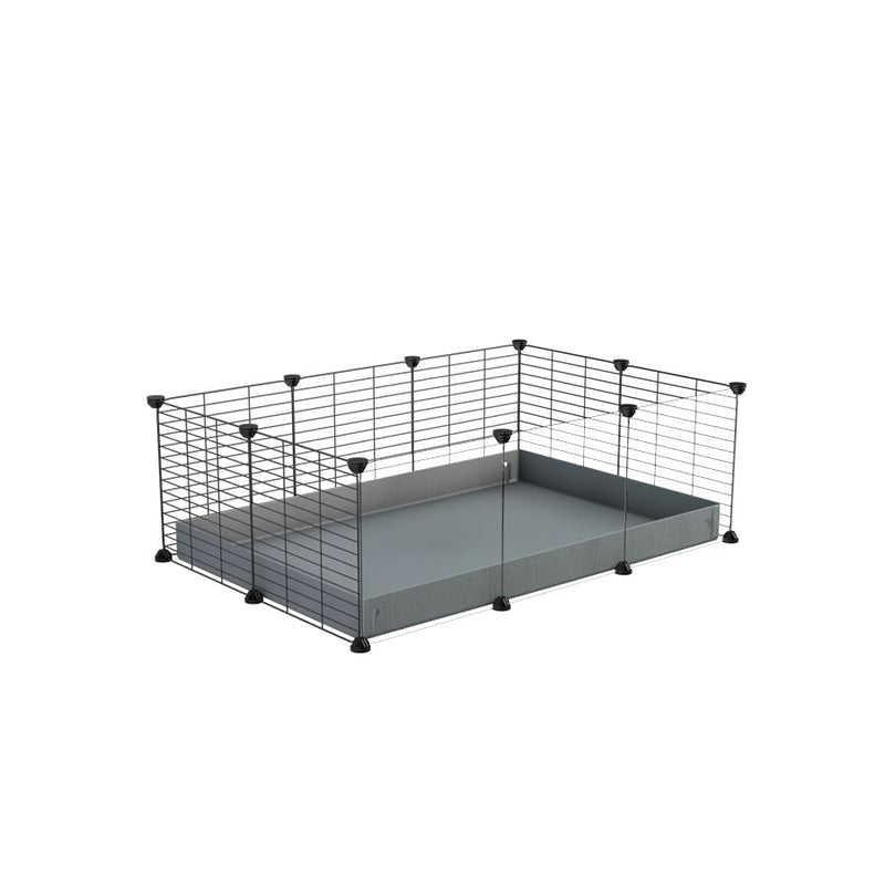 A cheap 3x2 C&C cage with clear transparent perspex acrylic windows  for guinea pig with grey coroplast and baby grids from brand kavee