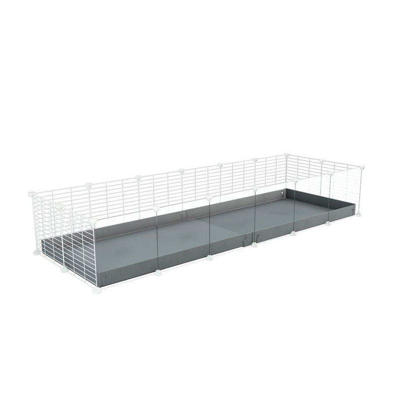 A cheap 6x2 C&C cage with clear transparent perspex acrylic windows  for guinea pig with grey coroplast and baby proof white grids from brand kavee