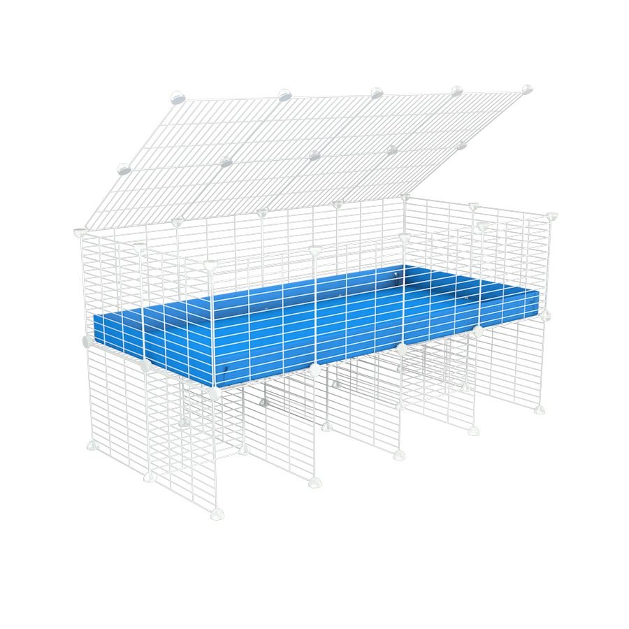 a 4x2 C&C cage for guinea pigs with a stand and a top blue plastic safe white c and c grids by kavee