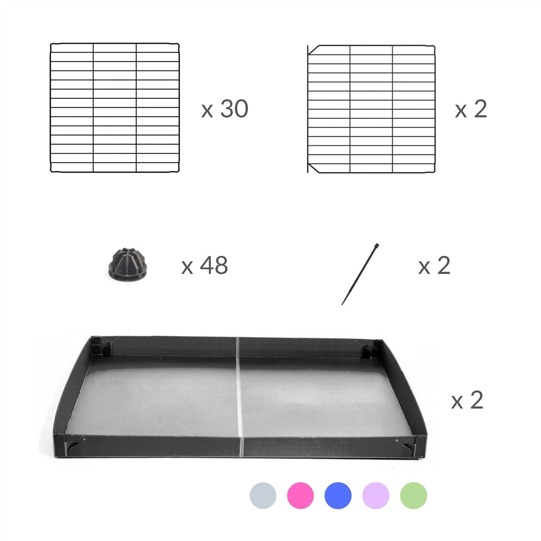 Composition of A 4x2 C&C rabbit cage with top and safe small mesh grids green pistachio coroplast by kavee UK