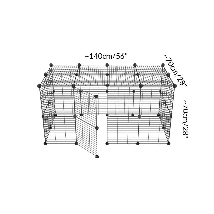 Dimensions of a tall 4x2 outdoor modular playpen with a lid and small hole safe C and C grids for guinea pigs or Rabbits