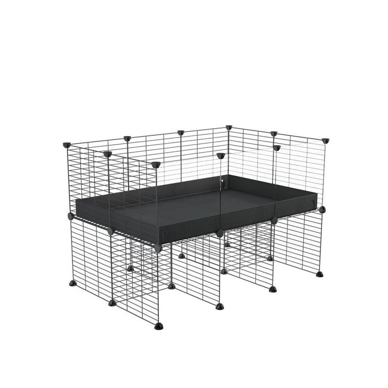 a 3x2 CC cage with clear transparent plexiglass acrylic panels  for guinea pigs with a stand black correx and grids sold in UK by kavee