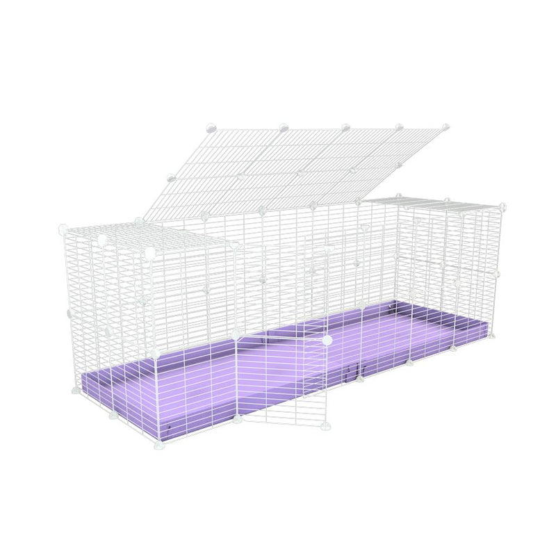 A 6x2 C and C rabbit cage with a lid and safe small size hole baby proof white C and C grids and purple coroplast by kavee UK