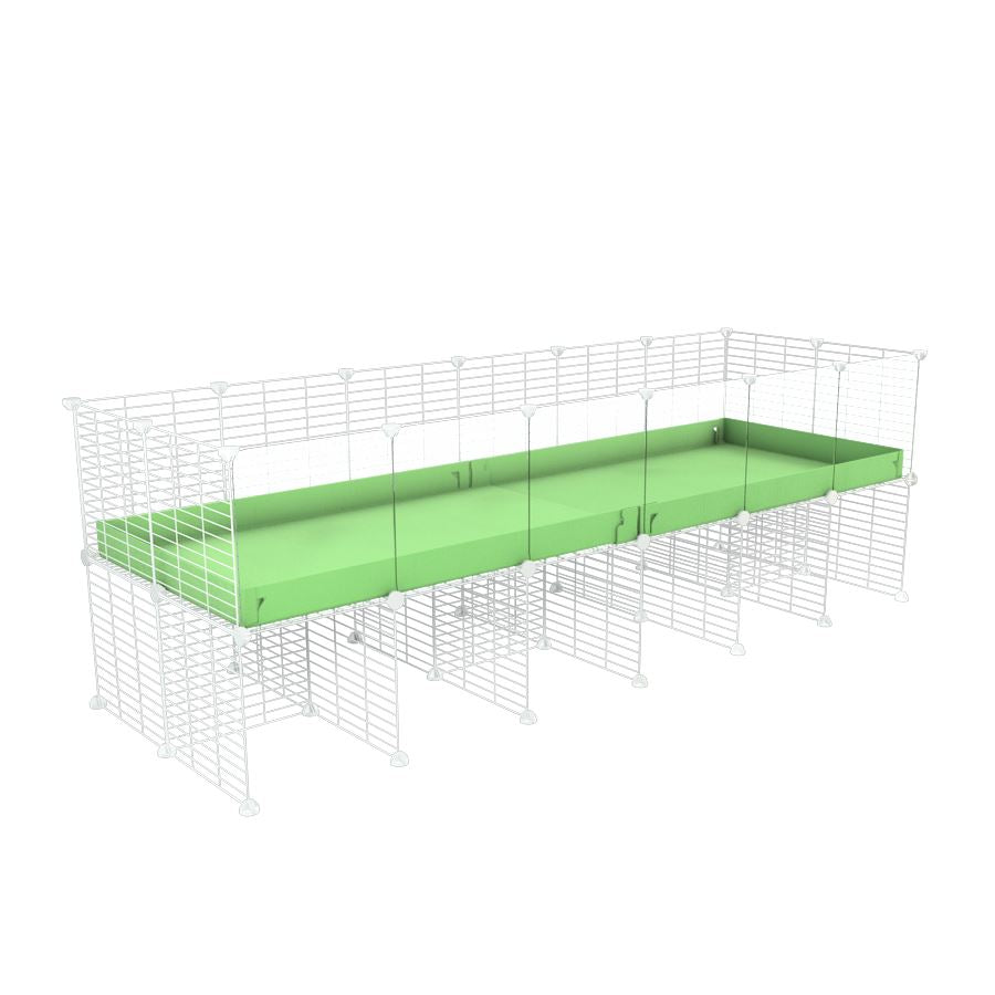 a 6x2 CC cage with clear transparent plexiglass acrylic panels  for guinea pigs with a stand green pastel pistachio correx and white grids sold in UK by kavee