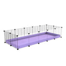 A cheap 5x2 C&C cage with clear transparent perspex acrylic windows  for guinea pig with purple lilac pastel coroplast and baby grids from brand kavee