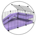 A kit to add a ramp to a C and C cage with a purple coroplast ramp and 1x2 loft and small mesh size safe CC grids