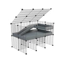 A 2x3 C and C guinea pig cage with clear transparent plexiglass acrylic panels  with stand loft ramp lid small size meshing safe grids grey correx sold in UK