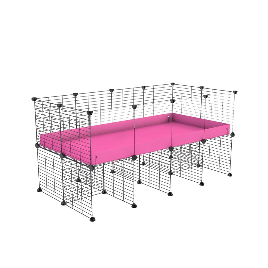 a 4x2 CC cage with clear transparent plexiglass acrylic panels  for guinea pigs with a stand pink correx and grids sold in UK by kavee