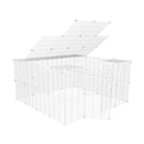 a tall 4x4 outdoor modular run with a top and baby bars safe C&C white C and C grids for guinea pigs or Rabbits by brand kavee