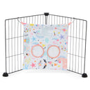 a guinea pig haybag hung on C&C cage made of pink unicorn fleece by  kavee