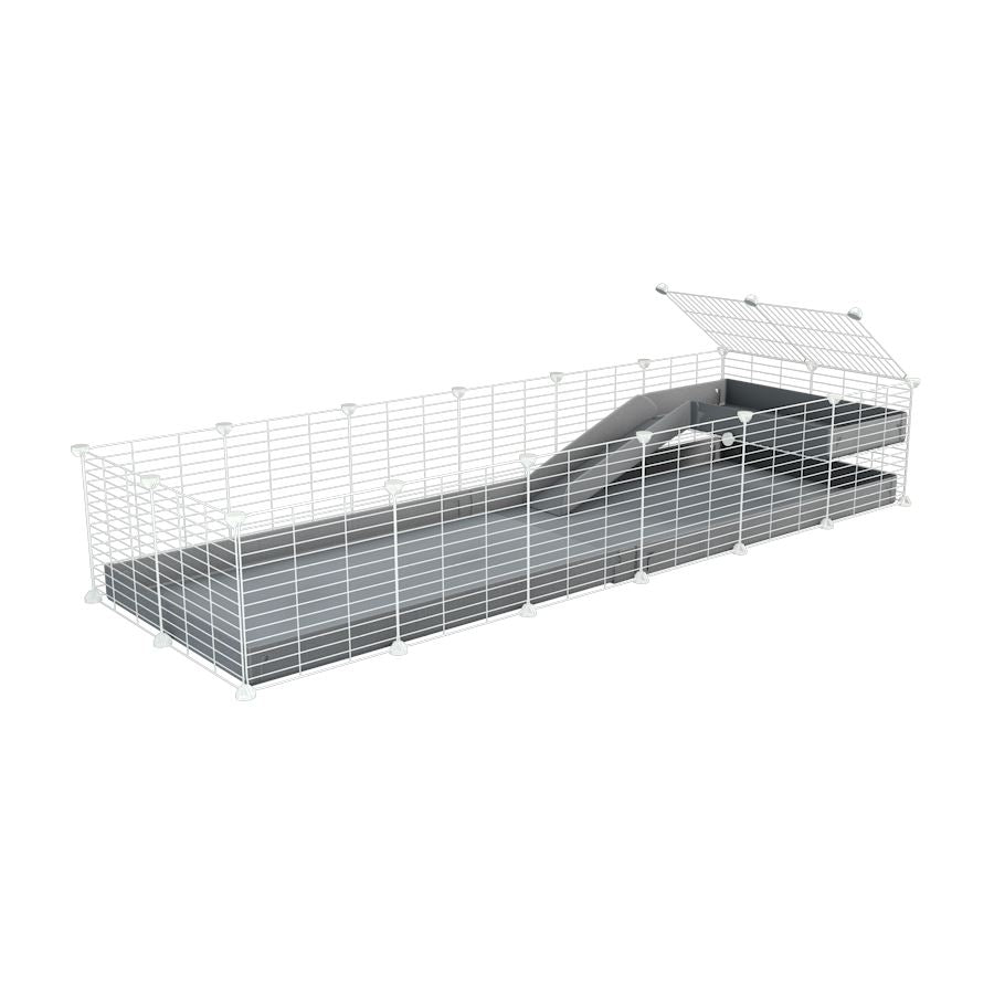 a 6x2 C&C guinea pig cage with a loft and a ramp grey coroplast sheet and baby bars by kavee