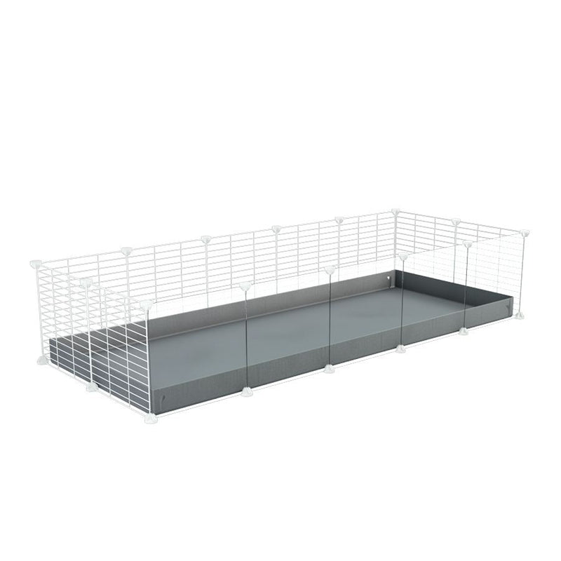 A cheap 5x2 C&C cage with clear transparent perspex acrylic windows  for guinea pig with grey coroplast and baby proof white CC grids from brand kavee