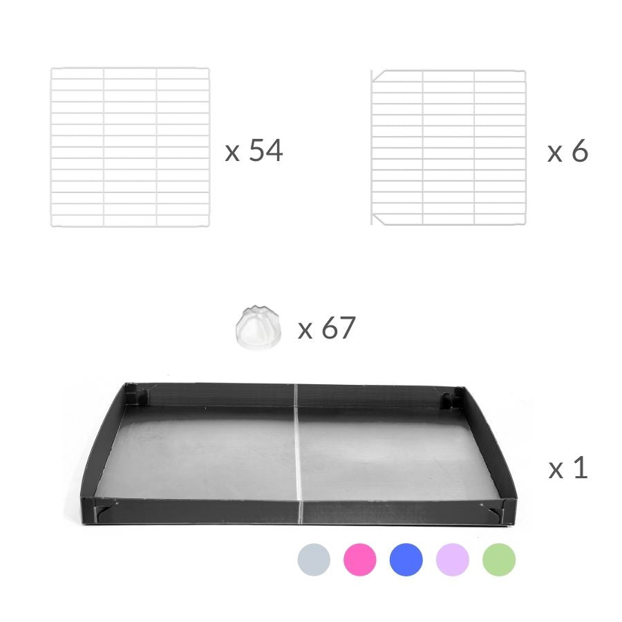 Material for a tall 4x2 C&C guinea pigs cage with a top a double stand grey coroplast and safe small hole white CC grids sold in Uk by kavee