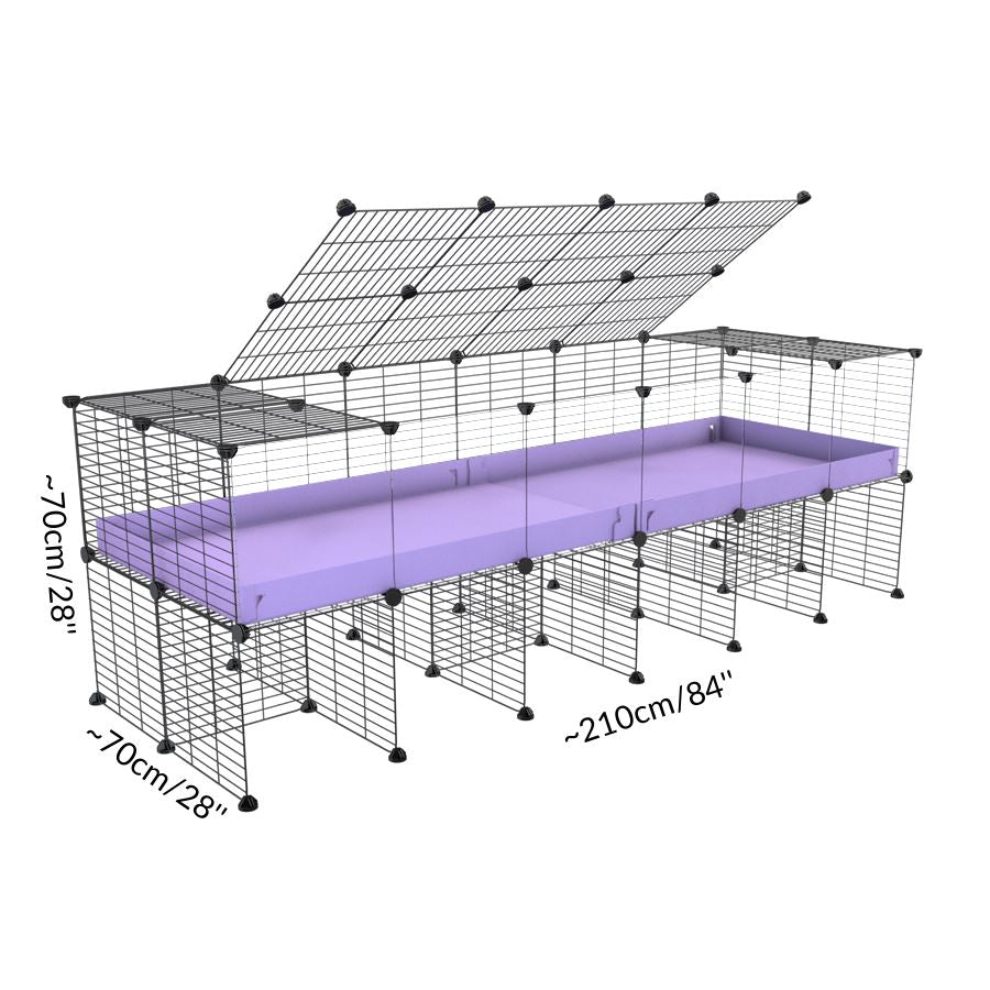 Size of a 6x2 CC cage with clear transparent plexiglass acrylic panels  for guinea pigs with a stand purple lilac pastel correx and grids sold in UK by kavee