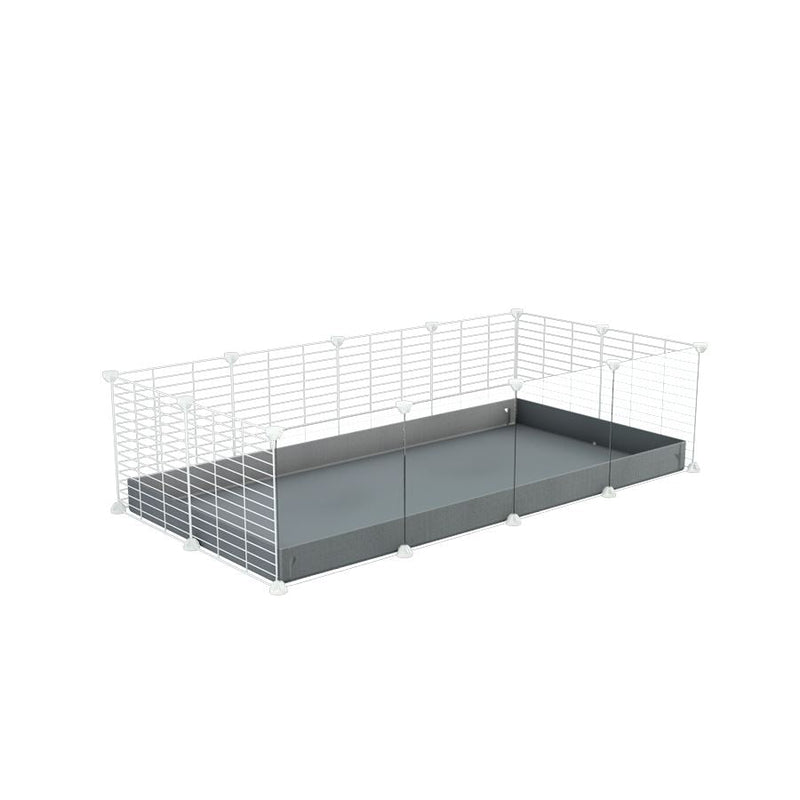 A cheap 4x2 C&C cage with clear transparent perspex acrylic windows  for guinea pig with grey coroplast and baby proof white C and C grids from brand kavee