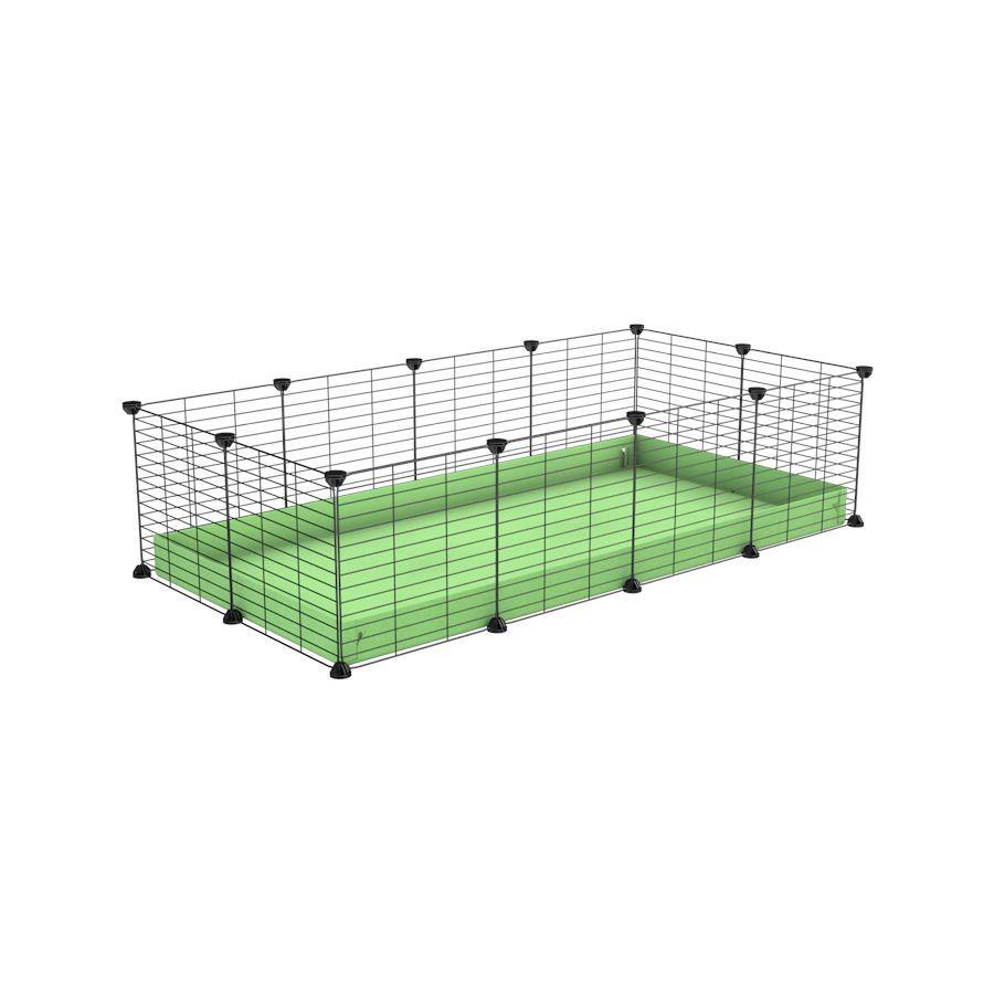 A cheap 4x2 C&C cage for guinea pig with green pastel pistachio coroplast and baby grids from brand kavee