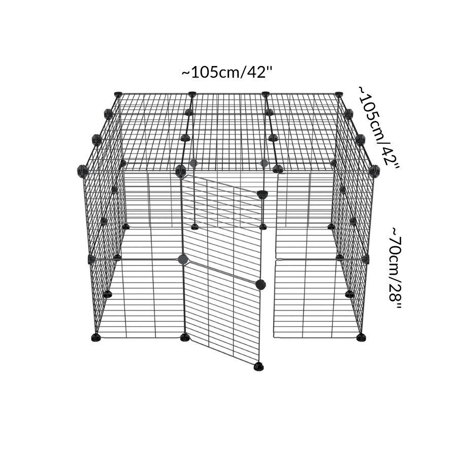 Dimensions of a tall 3x3 outdoor modular playpen with a lid and baby C and C grids for guinea pigs or Rabbits by brand kavee 