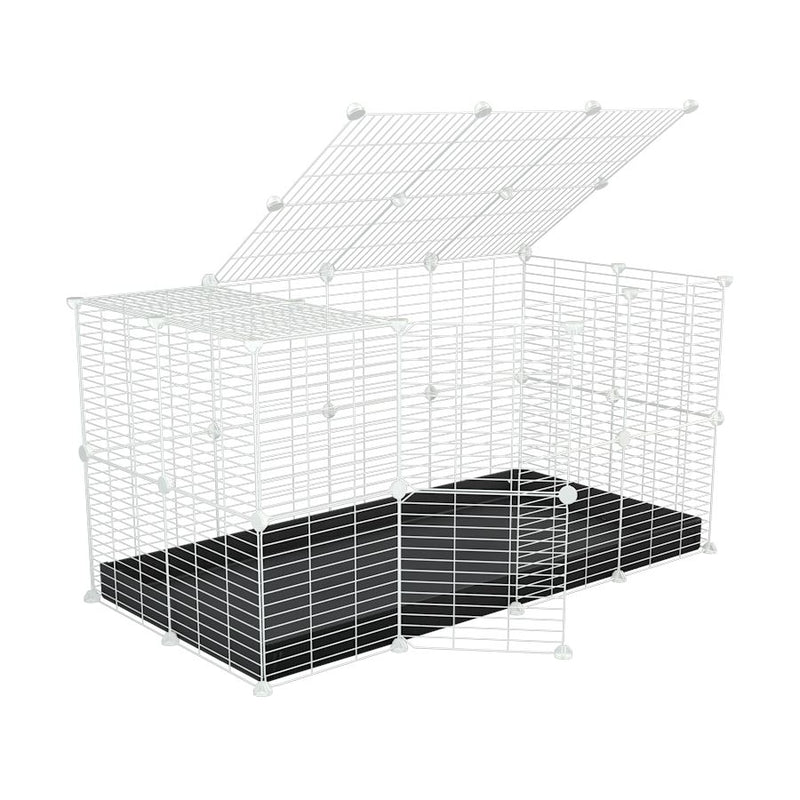 A 4x2 C&C rabbit cage with a lid and safe small meshing baby bars white grids and black coroplast by kavee UK