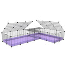 A 8x2 L-shape C&C cage with lid divider for guinea pig fighting or quarantine with lilac coroplast from brand kavee