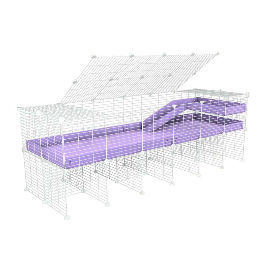 A 2x6 C and C guinea pig cage with stand loft ramp lid small size meshing safe white grids purple lilac pastel correx sold in UK