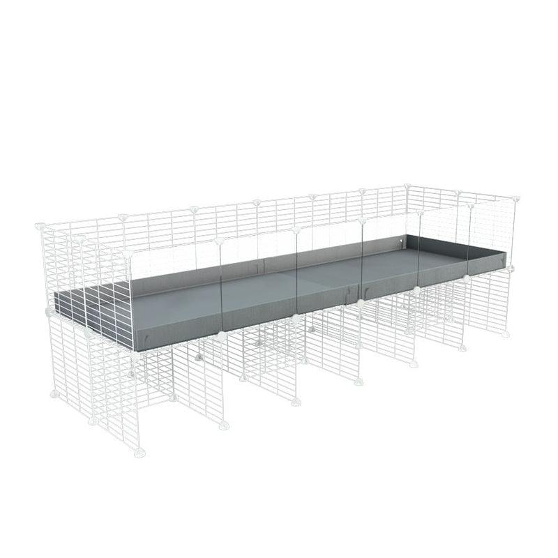 a 6x2 CC cage with clear transparent plexiglass acrylic panels  for guinea pigs with a stand grey correx and white C&C grids sold in UK by kavee