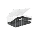 a 2x3 C and C guinea pig cage with loft ramp lid small hole size white C&C grids black coroplast kavee