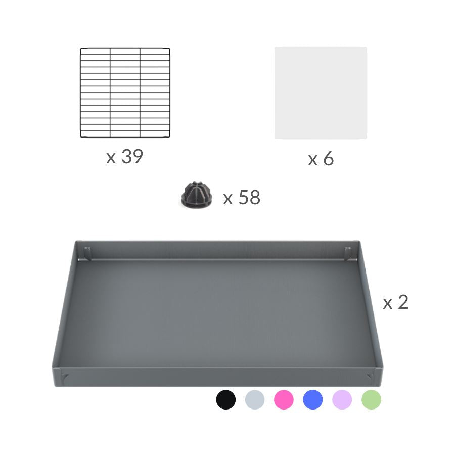 Material for a 6x2 CC cage with clear transparent plexiglass acrylic panels  for guinea pigs with a stand green pastel pistachio correx and grids sold in UK by kavee