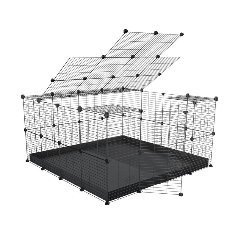 A 4x4 C&C rabbit cage with top and safe baby bars grids black coroplast by kavee UK