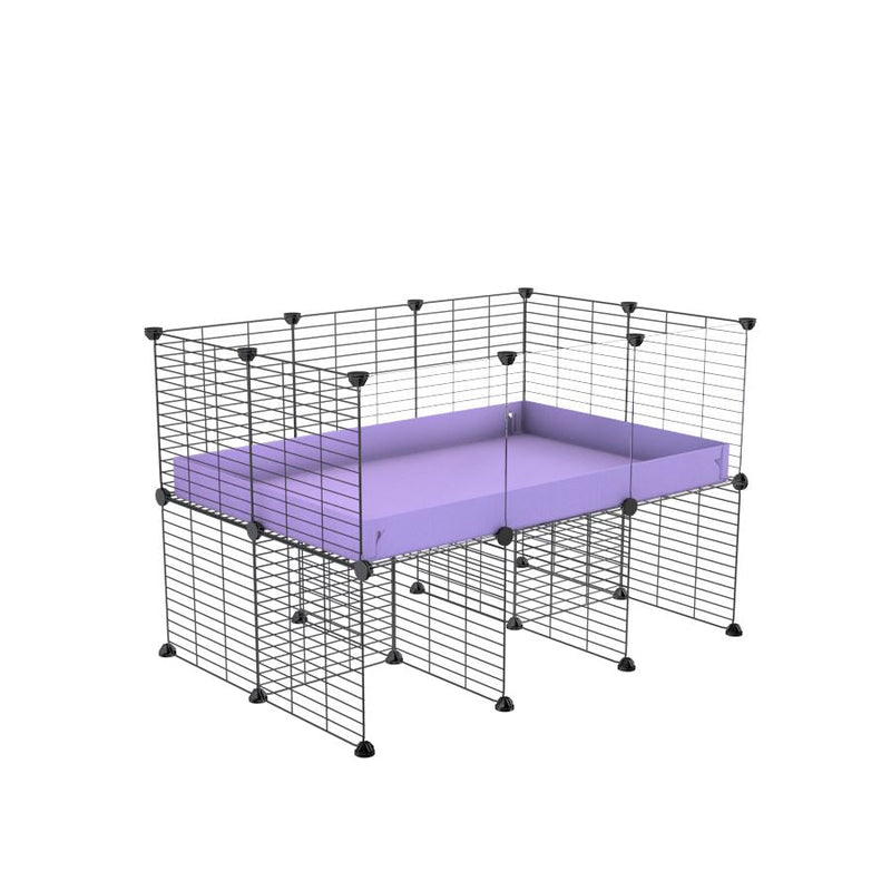 a 3x2 CC cage with clear transparent plexiglass acrylic panels  for guinea pigs with a stand purple lilac pastel correx and grids sold in UK by kavee