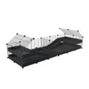 A 6x2 C&C cage with divider and loft ramp for guinea pig fighting or quarantine with black coroplast from brand kavee